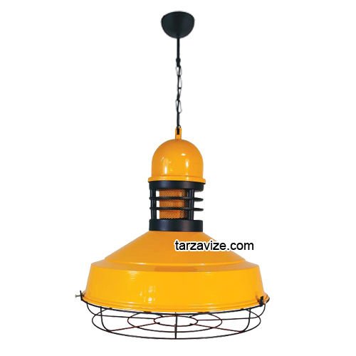 Tarzavize TRT30 Dekoratif Kafesli Sarı Tekli Retro Modern Sarkıt Avize