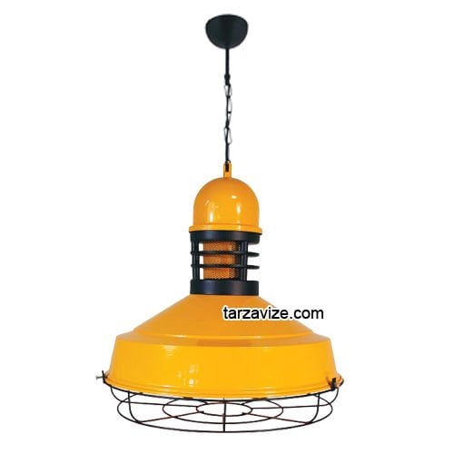 Tarzavize TRT30 Dekoratif Kafesli Sarı Tekli Retro Modern Sarkıt Avize