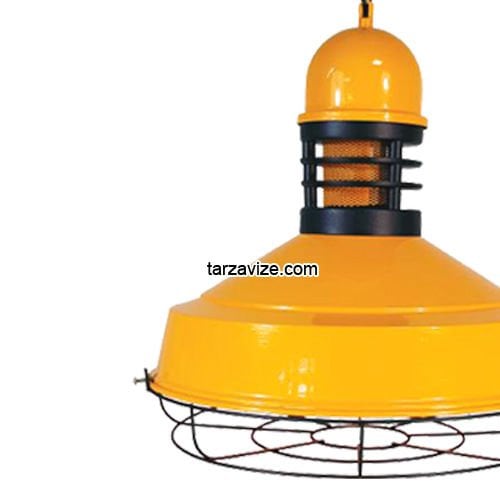 Tarzavize TRT30 Dekoratif Kafesli Sarı Tekli Retro Modern Sarkıt Avize