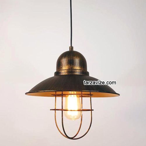 Tarzavize TRT38 Dekoratif Kafesli Eskitme Tekli Retro Modern Sarkıt Avize