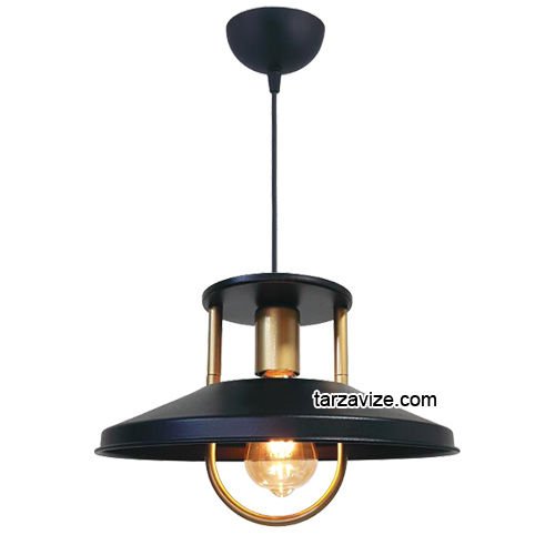 Tarzavize TRT40 Dekoratif Kafesli Siyah Tekli Retro Modern Sarkıt Avize