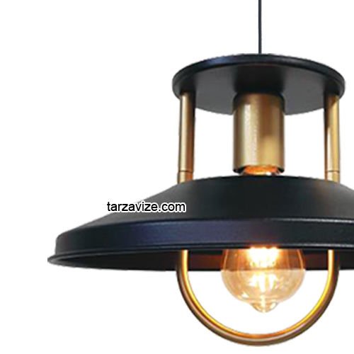 Tarzavize TRT40 Dekoratif Kafesli Siyah Tekli Retro Modern Sarkıt Avize