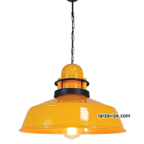Tarzavize TRT48 Dekoratif Sarı Tekli Retro Modern Sarkıt Avize