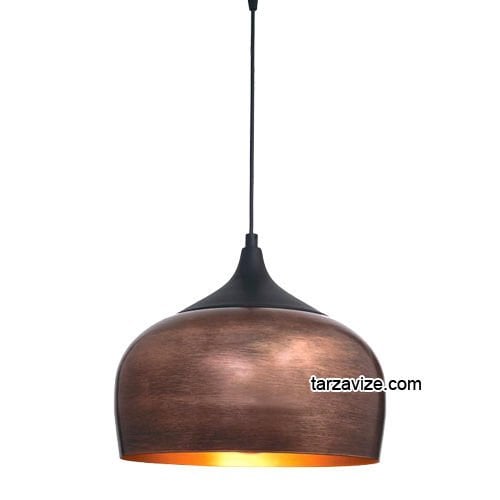 Tarzavize TRT58 Dekoratif Bakır Eskitme Tekli Retro Modern Sarkıt Avize