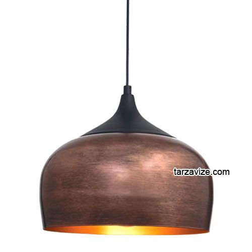 Tarzavize TRT58 Dekoratif Bakır Eskitme Tekli Retro Modern Sarkıt Avize