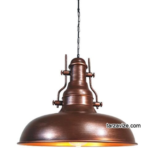 Tarzavize TRT66 Dekoratif Bakır Eskitme Tekli Retro Modern Sarkıt Avize