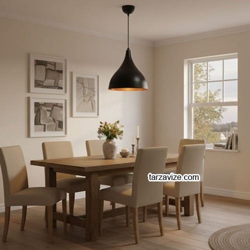 Tarzavize TRT73 Dekoratif Siyah Tekli Retro Modern Sarkıt Avize