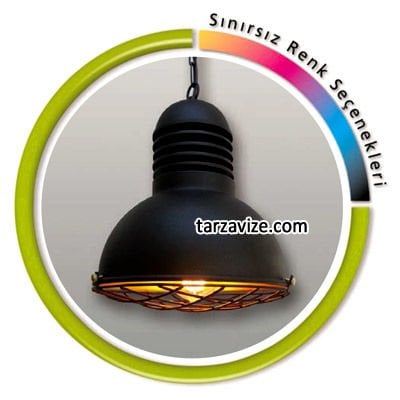 Tarzavize TLT1 Dekoratif Kafesli Siyah Tekli Retro Modern Sarkıt Avize