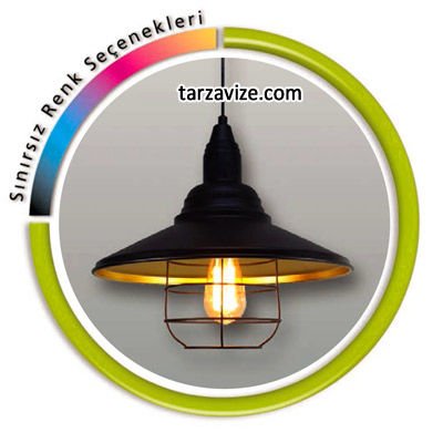 Tarzavize TLT7 Dekoratif Kafesli Siyah Tekli Retro Modern Sarkıt Avize