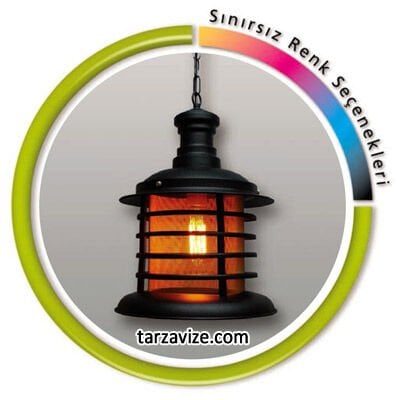 Tarzavize TLT10 Dekoratif Kafesli Siyah Tekli Retro Modern Sarkıt Avize