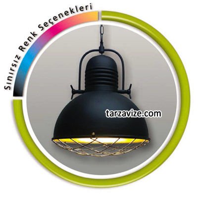Tarzavize TLT11 Dekoratif Kafesli Siyah Tekli Retro Modern Sarkıt Avize
