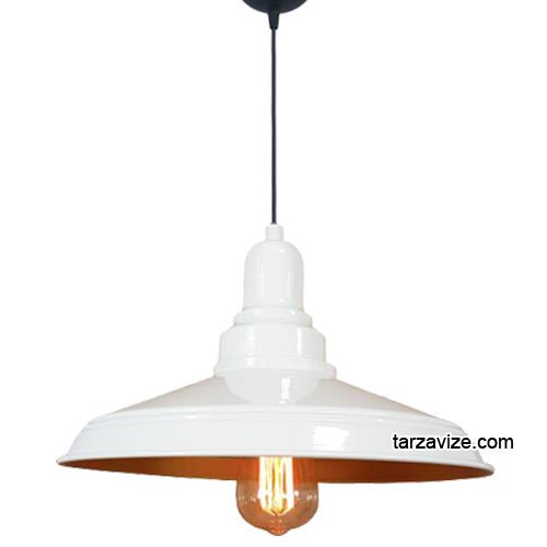 Tarzavize TRT82 Dekoratif Beyaz Tekli Retro Modern Sarkıt Avize