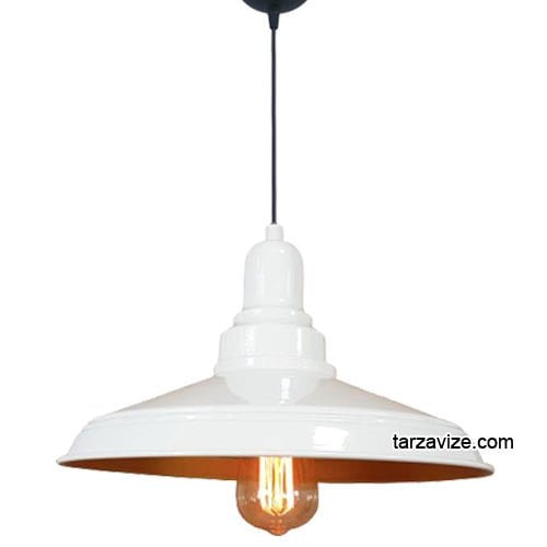 Tarzavize TRT82 Dekoratif Beyaz Tekli Retro Modern Sarkıt Avize