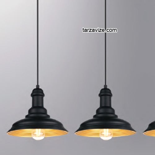 Tarzavize LSRL2 Dekoratif Siyah Üçlü Retro Modern Sarkıt Avize