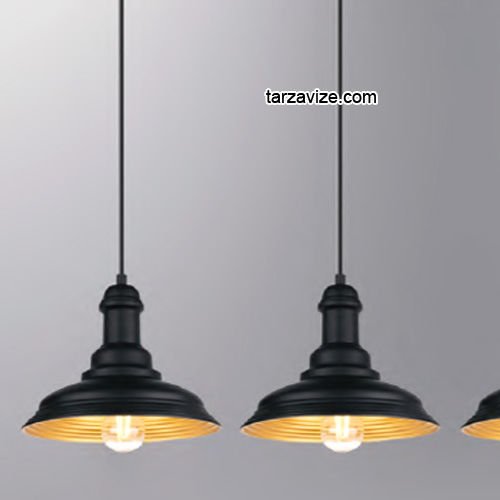 Tarzavize LSRL2 Dekoratif Siyah Üçlü Retro Modern Sarkıt Avize