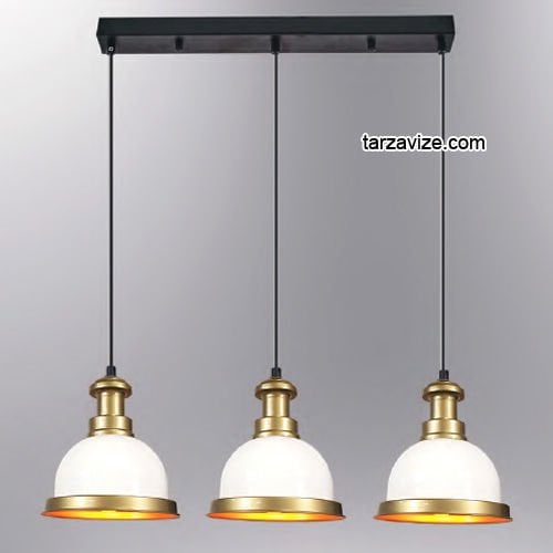 Tarzavize LSRL3 Dekoratif Beyaz Üçlü Retro Modern Sarkıt Avize