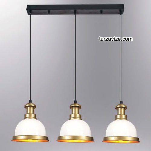 Tarzavize LSRL3 Dekoratif Beyaz Üçlü Retro Modern Sarkıt Avize