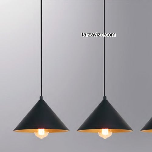 Tarzavize LSRL4 Dekoratif Siyah Üçlü Retro Modern Sarkıt Avize