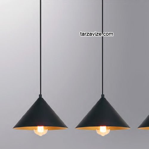 Tarzavize LSRL4 Dekoratif Siyah Üçlü Retro Modern Sarkıt Avize