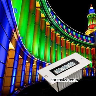 3 Watt Sıva Altı Led Wallwasher Duvar Boyama Aydınlatma Armatürü, Beyaz-Günışığı-Mavi-Kırmızı-Yeşil-Amber Işık Beyaz