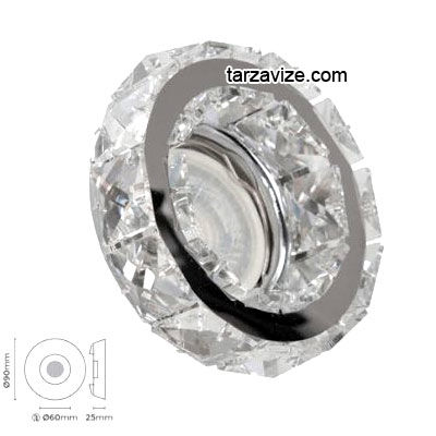 Tarzavize TR566 Sıva Altı Dekoratif Kristal Cam Led Spot Armatür Beyaz-Günışığı Işık