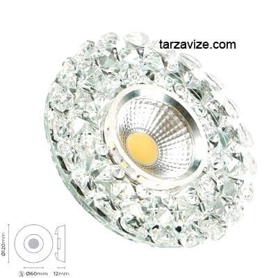 Tarzavize TR543 Sıva Altı Dekoratif Kristal Cam Led Spot Armatür Beyaz-Günışığı Işık